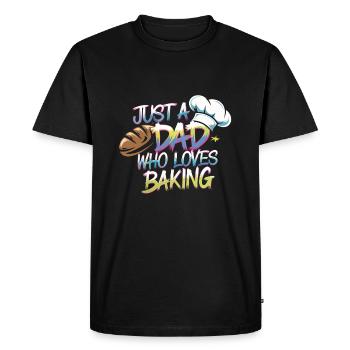 Dad loves to bake bread - Dad is our baker - Men's Premium Organic T-Shirt - black - Front - Nico (187cm)