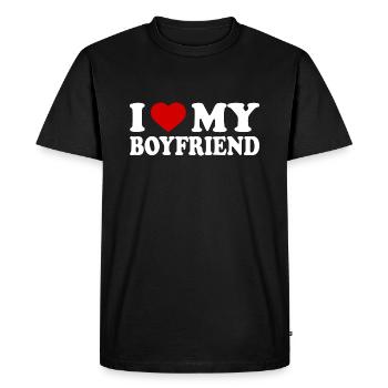 I love my boyfriend - T-shirt Premium bio Homme - noir - Devant - Nico (187cm)