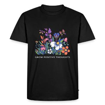 Belle chemise florale de fleurs sauvages pour femmes - T-shirt Premium bio Homme - noir - Devant - Nico (187cm)