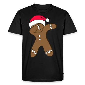 dabbing gingerbread man for Christmas as a gift - Men's Premium Organic T-Shirt - black - Front - Nico (187cm)