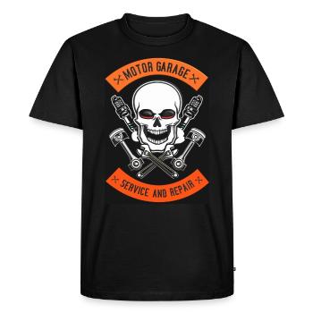 Motor Garage - Männer Premium Bio T-Shirt - Schwarz - Vorne - Nico (187cm)