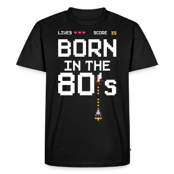 35th Birthday Born in the 80's Gamer Arcade - Men's Premium Organic T-Shirt - black - Front - Nico (187cm)