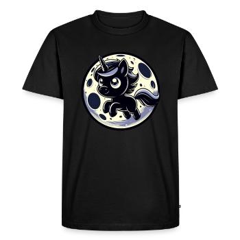 Moon with unicorn mystical mythical creature - Men's Premium Organic T-Shirt - black - Front - Nico (187cm)