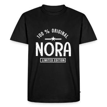 Nora cadeau tshirt personnalisé prénom nora, Nora - T-shirt Premium bio Homme - noir - Devant - Nico (187cm)