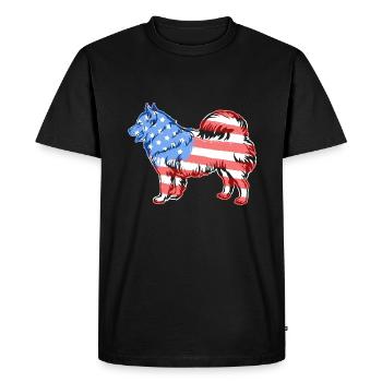 Samoyed Samoyed Flag - Men's Premium Organic T-Shirt - black - Front - Nico (187cm)