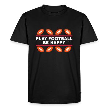 Play football, be happy (game balls, lines) - Men's Premium Organic T-Shirt - black - Front - Nico (187cm)