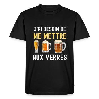 Biere Humour Besoin De Me Mettre Au Verre - T-shirt Premium bio Homme - noir - Devant - Nico (187cm)
