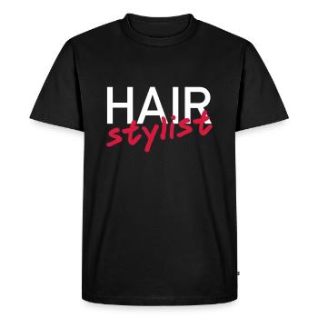 Hairstylist (font oblique) - Men's Premium Organic T-Shirt - black - Front - Nico (187cm)