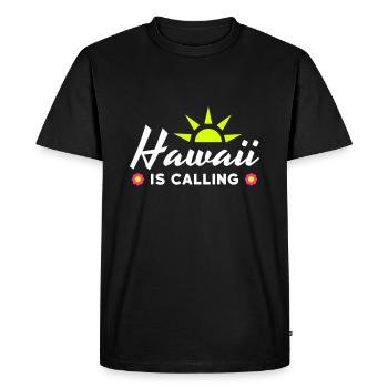Hawaï appelle (soleil, rayons du soleil, fleurs) - T-shirt Premium bio Homme - noir - Devant - Nico (187cm)