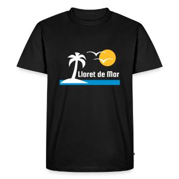 Lloret de Mar (île, palmier, soleil, oiseaux, mer) - T-shirt Premium bio Homme - noir - Devant - Nico (187cm)