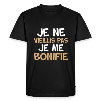 Je Me Bonifie Idée Cadeau Humour Retraite - T-shirt Premium bio Homme - noir - Devant - Nico (187cm)