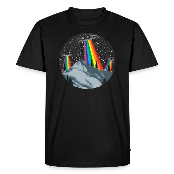 Mountains landscape Ufo extraterrestrial - Men's Premium Organic T-Shirt - black - Front - Nico (187cm)