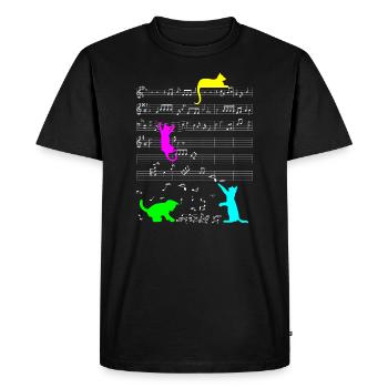 Cute cat music kitten musician notes - Men's Premium Organic T-Shirt - black - Front - Nico (187cm)