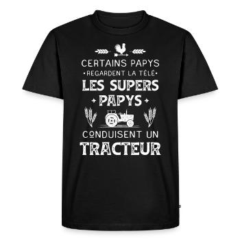 Super Papy Tracteur Humour Agriculteur Vintage - T-shirt Premium bio Homme - noir - Devant - Nico (187cm)