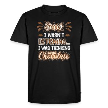 Penser au chocolat Funny Chocolate Lover - T-shirt Premium bio Homme - noir - Devant - Nico (187cm)