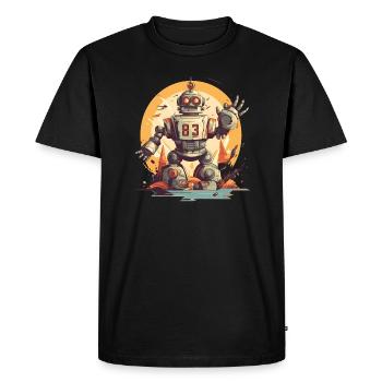 Robot vintage - T-shirt Premium bio Homme - noir - Devant - Nico (187cm)