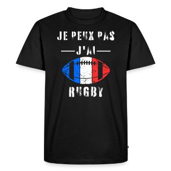 Je Peux Pas J'ai Rugby - Joueur de Rugby - T-shirt Premium bio Homme - noir - Devant - Nico (187cm)