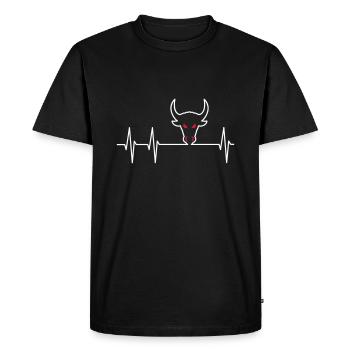 ECG and bull head - Men's Premium Organic T-Shirt - black - Front - Nico (187cm)