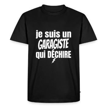 garagiste qui déchire - T-shirt Premium bio Homme - noir - Devant - Nico (187cm)