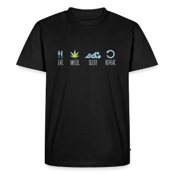Cannabis Eat Sleep Weed Repeat Gras Marijuana - T-shirt Premium bio Homme - noir - Devant - Nico (187cm)