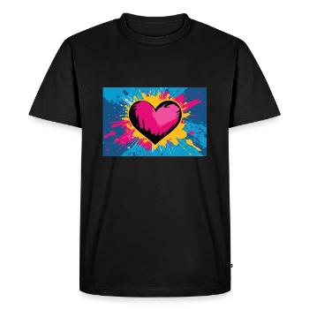 Amour de coeur dans le Style abstrait Pop Art Graffiti - T-shirt Premium bio Homme - noir - Devant - Nico (187cm)