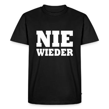 Nie wieder - Männer Premium Bio T-Shirt - Schwarz - Vorne - Nico (187cm)