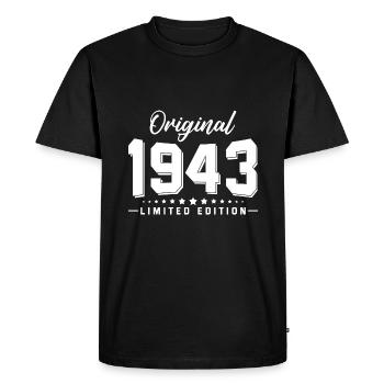 79th birthday born 1943 - Men's Premium Organic T-Shirt - black - Front - Nico (187cm)