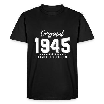 77 Anniversaire Millésime 1945 - T-shirt Premium bio Homme - noir - Devant - Nico (187cm)