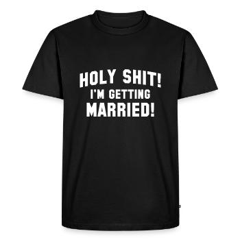 Sainte merde je me marie - T-shirt Premium bio Homme - noir - Devant - Nico (187cm)