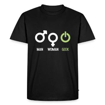 Homme Femme Geek - T-shirt Premium bio Homme - noir - Devant - Nico (187cm)