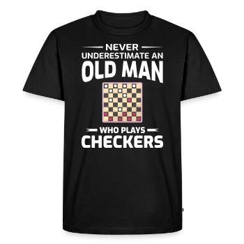 Checkers Draughts Stratégie Jeux de société Grand-père Papa - T-shirt Premium bio Homme - noir - Devant - Nico (187cm)