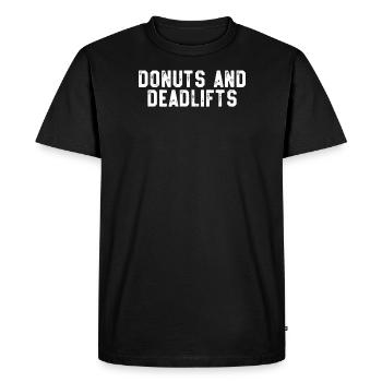 Beignets et Deadlifts - Cadeau de dynamophilie drôle - T-shirt Premium bio Homme - noir - Devant - Nico (187cm)