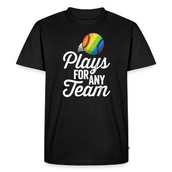 Plays For Any Team LGBT Baseball SHIRT Gay Pride - Men's Premium Organic T-Shirt - black - Front - Nico (187cm)