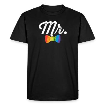 Herr Rainbow Bow Tie Shirt LGBT Junggesellenabschied - Männer Premium Bio T-Shirt - Schwarz - Vorne - Nico (187cm)