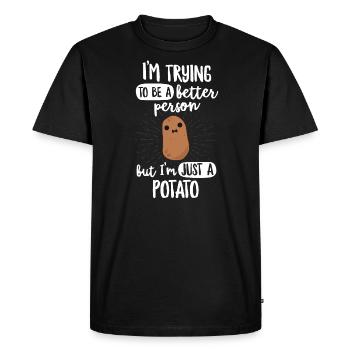 J'essaie d'être une meilleure personne mais juste une - T-shirt Premium bio Homme - noir - Devant - Nico (187cm)