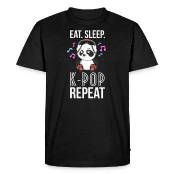 Mangez Sommeil KPop Répétez TShirt Ados Panda KPop - T-shirt Premium bio Homme - noir - Devant - Nico (187cm)