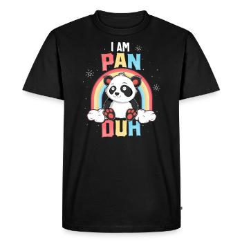 Je suis Pan Duh TShirt Panda Pansexual Pride Rainbow - T-shirt Premium bio Homme - noir - Devant - Nico (187cm)