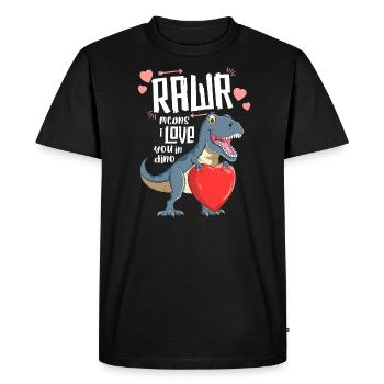 Rawr T Rex TShirt Dinosaure Enfants Saint Valentin - T-shirt Premium bio Homme - noir - Devant - Nico (187cm)