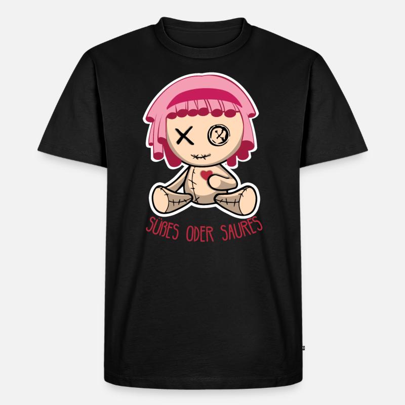Halloween Puppe - Süßes oder Saures - Männer Premium Bio T-Shirt - Schwarz