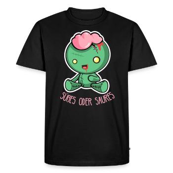 Creepy Halloween Doll - Des bonbons ou un sort - T-shirt Premium bio Homme - noir - Devant - Nico (187cm)