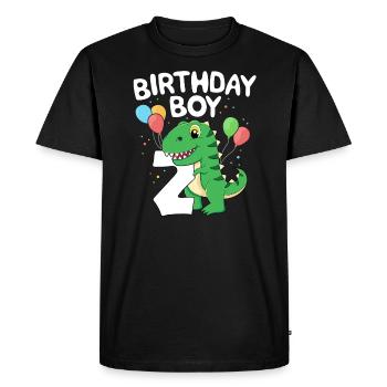 2e anniversaire garçon TRex Dinsoaur fête deuxième heureux - T-shirt Premium bio Homme - noir - Devant - Nico (187cm)
