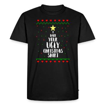 Laide chemise de Noël - Noël - T-shirt Premium bio Homme - noir - Devant - Nico (187cm)