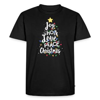 Joy Hope Love Peace Arbre de Noël Red Buffalo - T-shirt Premium bio Homme - noir - Devant - Nico (187cm)
