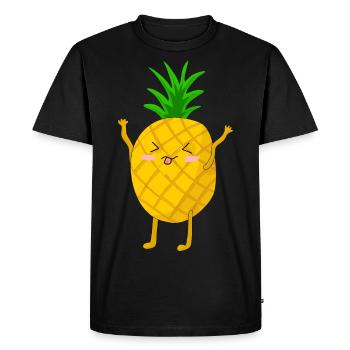 Funny Merry Pineapple - Men's Premium Organic T-Shirt - black - Front - Nico (187cm)