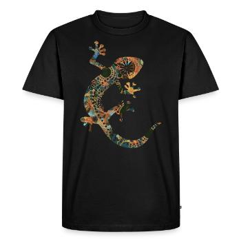 Silhouette Gecko - Ethno Style 3 - T-shirt Premium bio Homme - noir - Devant - Nico (187cm)