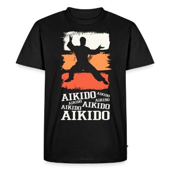 Aïkido Arts Martiaux Arts Martiaux Combattant Vintage Rétro - T-shirt Premium bio Homme - noir - Devant - Nico (187cm)