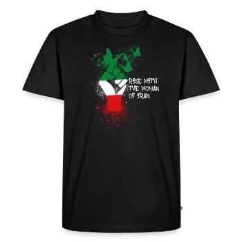 iran,flag,Rise with the woman of iran,freedom - Men's Premium Organic T-Shirt - black - Front - Nico (187cm)