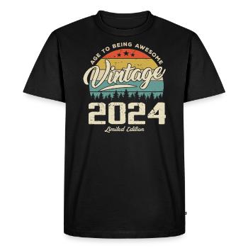 Vintage Cadeau Anniversaire Style Rétro 2024 - T-shirt Premium bio Homme - noir - Devant - Nico (187cm)