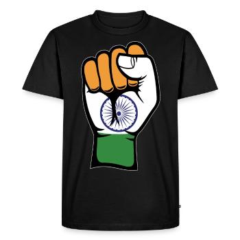 Poing du drapeau de l’Inde - T-shirt Premium bio Homme - noir - Devant - Nico (187cm)