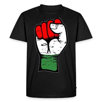 Hungary flag fist used - Men's Premium Organic T-Shirt - black - Front - Nico (187cm)